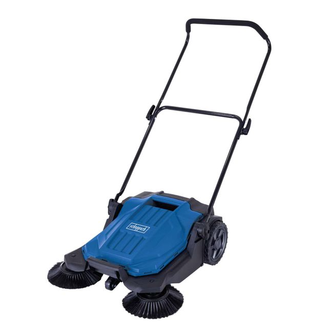 Scheppach manual sweeper with robust design and ergonomic handle for easy handling.